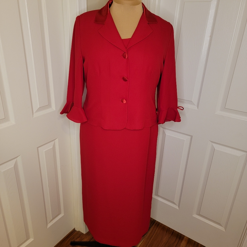 Coldwater Creek NWT Red long formal sleeveless sheath with jacket